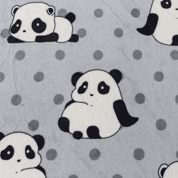 Prześcieradło z mikropluszu PANDA 180x200 cm szare