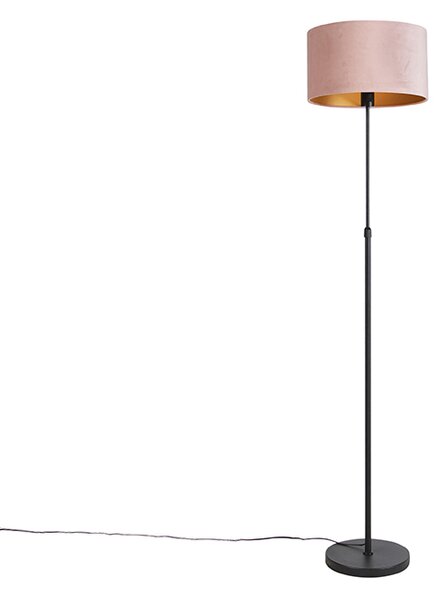 Lampa podłogowa regulowana czarna klosz welurowy różowy 35cm - Parte Oswietlenie wewnetrzne