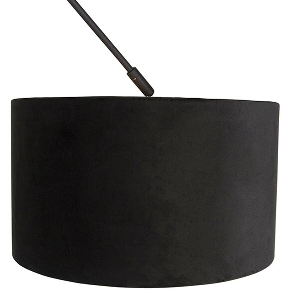 Lampa wisząca czarna z abażurem z czarnego aksamitu ze złotem 35 cm - Blitz