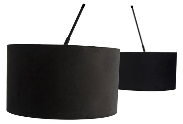 Lampa wisząca czarna z czarnymi i złotymi abażurami z weluru 35 cm 2-światłowa - Blitz