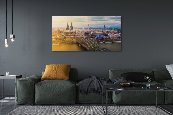 Obraz drukowany na płótnie Rzeczna Panorama z Mostami