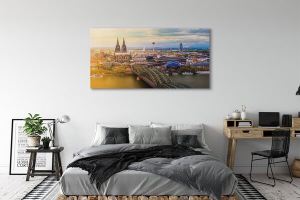 Obraz drukowany na płótnie Rzeczna Panorama z Mostami