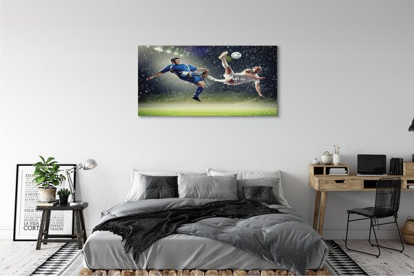 Obraz drukowany na płótnie Futbol W Strugach Deszczu