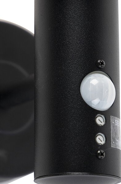Lampa ścienna zewnętrzna czarna z czujnikiem ruchu IP44 - Gleam