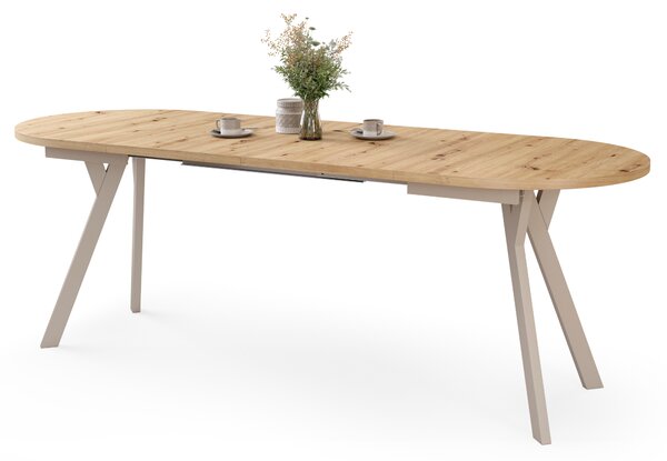 Stół owalny rozkładany ALMO Dąb Artisan / nogi kaszmir