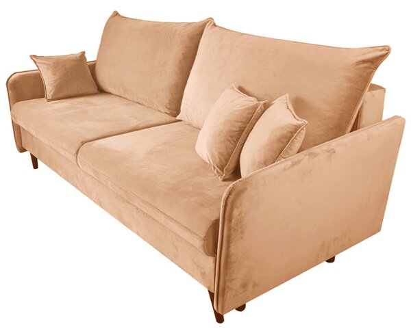 Sofa VOLIO 3 osobowa Łososiowa funkcja spania pojemnik na pościel hydrofobowa