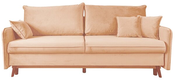 Sofa VOLIO 3 osobowa Łososiowa funkcja spania pojemnik na pościel hydrofobowa