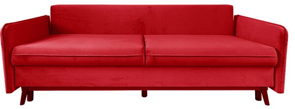 Sofa VOLIO 3 osobowa Czerwona funkcja spania pojemnik na pościel hydrofobowa