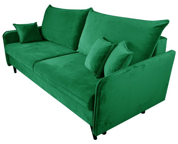 Sofa VOLIO 3 osobowa Zielona funkcja spania pojemnik na pościel hydrofobowa