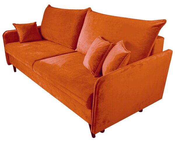 Sofa VOLIO 3 osobowa Pomarańcz funkcja spania pojemnik na pościel hydrofobowa