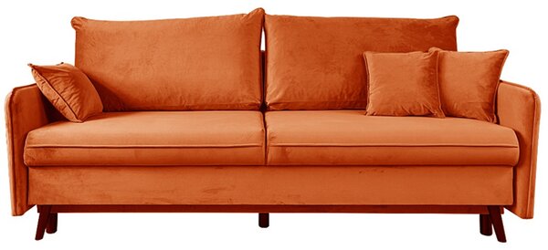 Sofa VOLIO 3 osobowa Pomarańcz funkcja spania pojemnik na pościel hydrofobowa