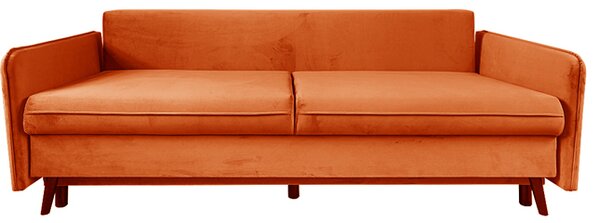 Sofa VOLIO 3 osobowa Pomarańcz funkcja spania pojemnik na pościel hydrofobowa