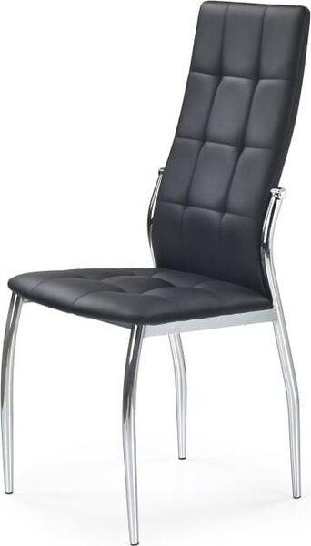 Krzesło do jadalni K-209, obicie z sztucznej skóry, pikowane, wymiary 43x101x54 cm, kolor: czarny
