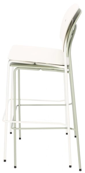Hoker barowy z oparciem Ravio 75 cm, biało-kremowy