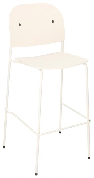 Hoker barowy z oparciem Ravio 75 cm, biało-kremowy