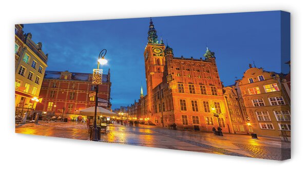 Fotoobraz na płótnie Gdańska Starówka w Nocnej Odsłonie