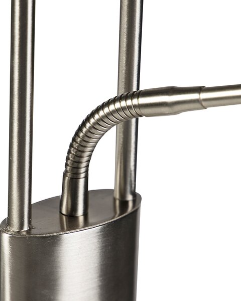 Stalowa lampa podłogowa z ramieniem do czytania, w tym LED i port USB - Sevilla