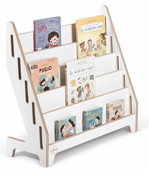 Biblioteczka Montessori dla dzieci MIA L biały bok