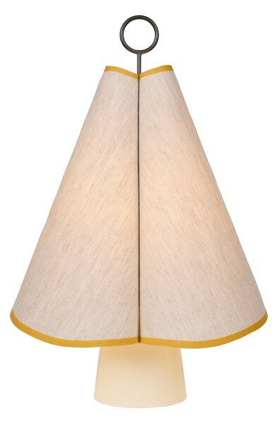 Lampa Stołowa GUBI, Hornbæk, ściemnialny, beżowy, salon, tkanina | tekstylia, design