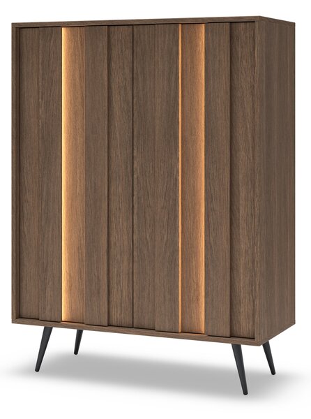 Komoda wysoka Flaro 93 cm z oświetleniem - dąb dunin