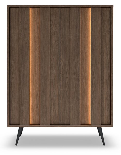 Komoda wysoka Flaro 93 cm z oświetleniem - dąb dunin