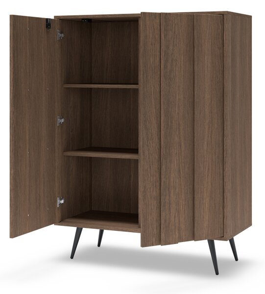Komoda wysoka Flaro 93 cm z oświetleniem - dąb dunin