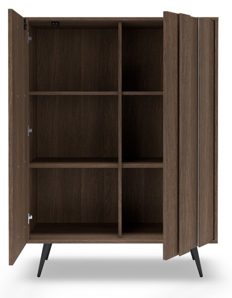 Komoda wysoka Flaro 93 cm z oświetleniem - dąb dunin