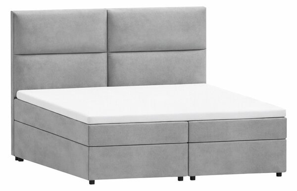 Jasnoszare łóżko boxspring ze schowkiem 140x200 cm Rico – Ropez