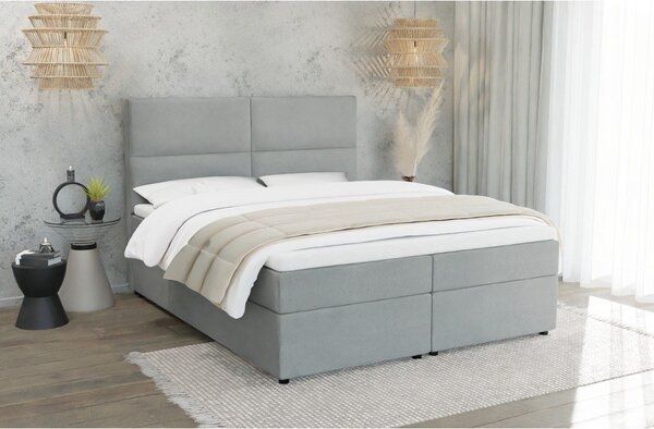 Jasnoszare łóżko boxspring ze schowkiem 140x200 cm Rico – Ropez