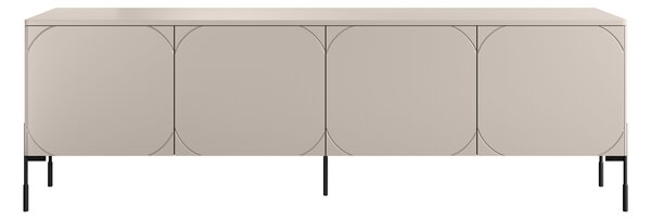 Szafka RTV Sonatia 200 cm czterodrzwiowa na metalowych nogach - kaszmir