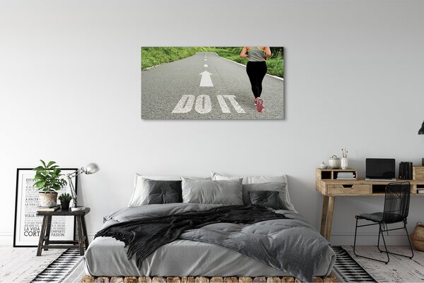 Obraz canvas na ścianę Kobieta Biegnąca Drogą