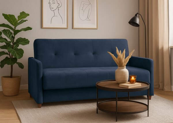 Sofa 5-osobowa COMO SMALL kanapa typu amerykanka rozkładana granatowa
