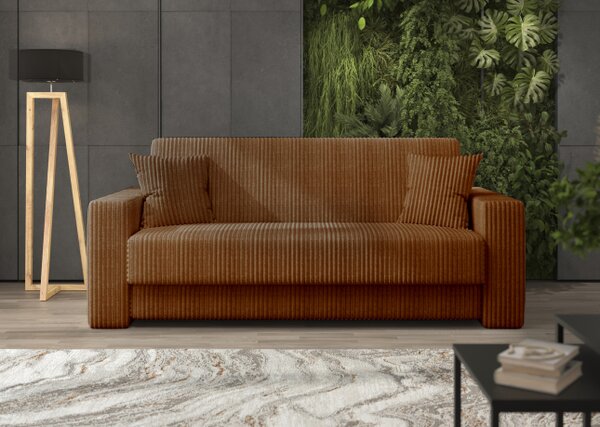 Sofa 4-osobowa DOMO ELEGANT brązowa z funkcją spania i praktycznym schowkiem