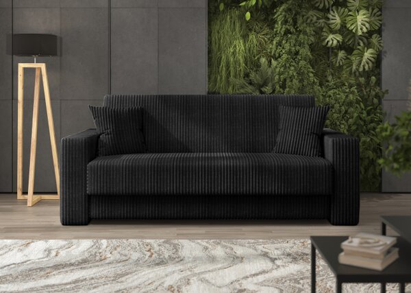 Sofa 4-osobowa DOMO ELEGANT czarna z funkcją spania i praktycznym schowkiem