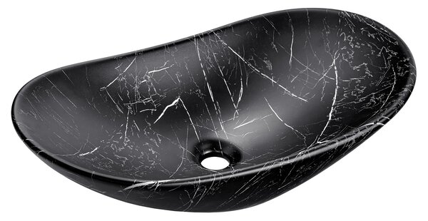Czarna marmurkowa ceramiczna umywalka wolnostojąca B7-F22