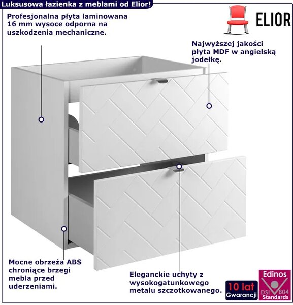 Biała wisząca szafka pod umywalkę z 2 szufladami 60 cm A9-A43