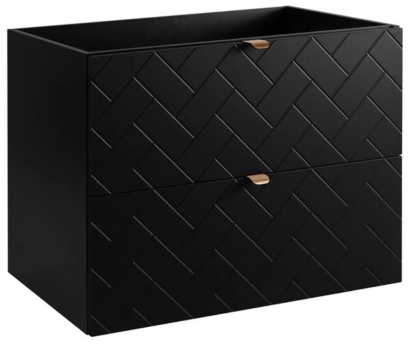 Czarna wisząca szafka umywalkowa z 2 szufladami 80 cm - Nessia 5X