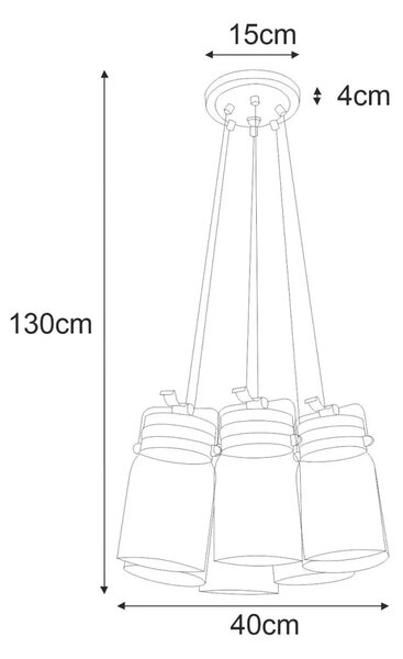 Nowoczesna lampa wisząca z 6 szklanymi kloszami - 15X A782 L3-A40