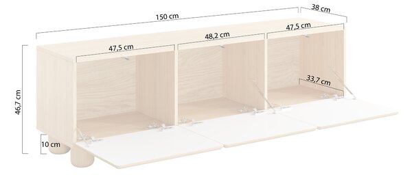 Szafka RTV Arlo 150 cm trzydrzwiowa - dąb vicenza