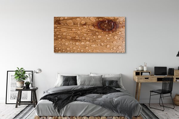Obraz canvas na ścianę Krople na Naturalnym Drewnie