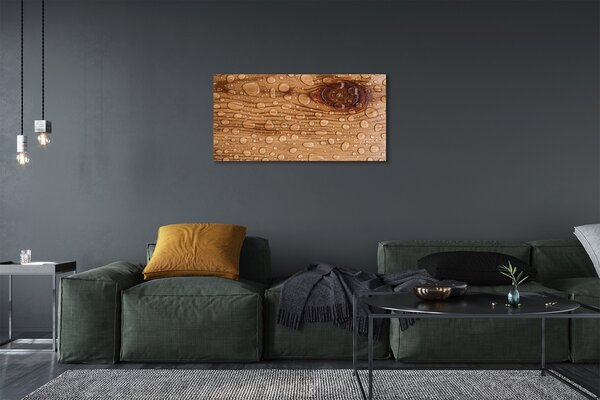 Obraz canvas na ścianę Krople na Naturalnym Drewnie