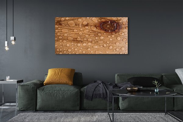 Obraz canvas na ścianę Krople na Naturalnym Drewnie