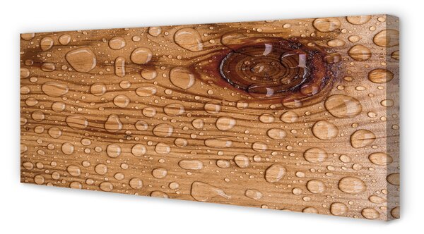 Obraz canvas na ścianę Krople na Naturalnym Drewnie