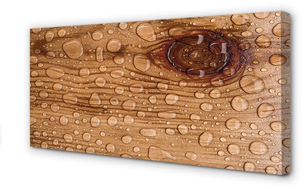 Obraz canvas na ścianę Krople na Naturalnym Drewnie