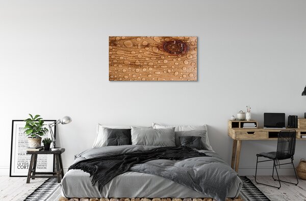 Obraz canvas na ścianę Krople na Naturalnym Drewnie