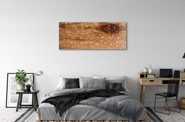 Obraz canvas na ścianę Krople na Naturalnym Drewnie