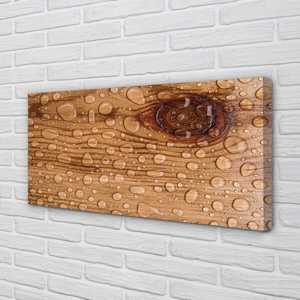 Obraz canvas na ścianę Krople na Naturalnym Drewnie