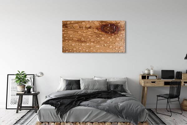 Obraz canvas na ścianę Krople na Naturalnym Drewnie