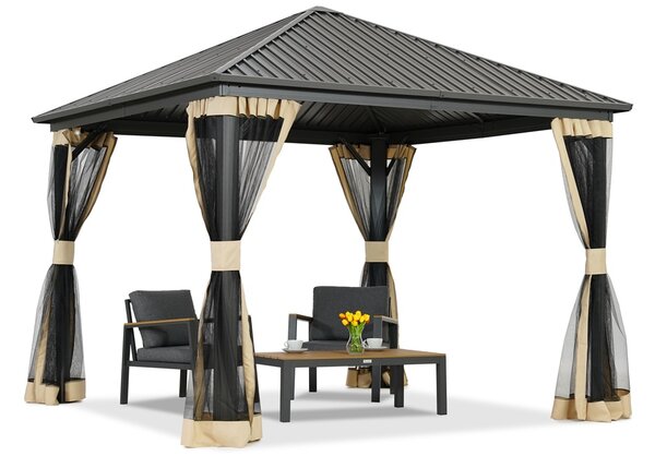 Metalowa altana Sardynia 3x3 z moskitierą Garden Point beż