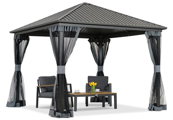 Metalowa altana Sardynia 3x3 z moskitierą Garden Point antracyt